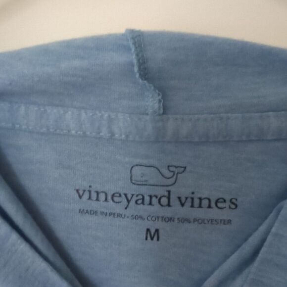 Vineyard Vines Long Sleeve T Shirt Hoodie Men's Size Medium, Light Blue Lightwgt - Picture 3 of 6